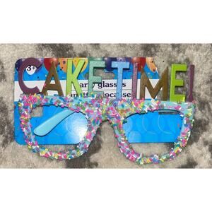 Greenbrier Blue Novelty Blue "Cake Time" Rainbow Sprinkle Party Glasses OS